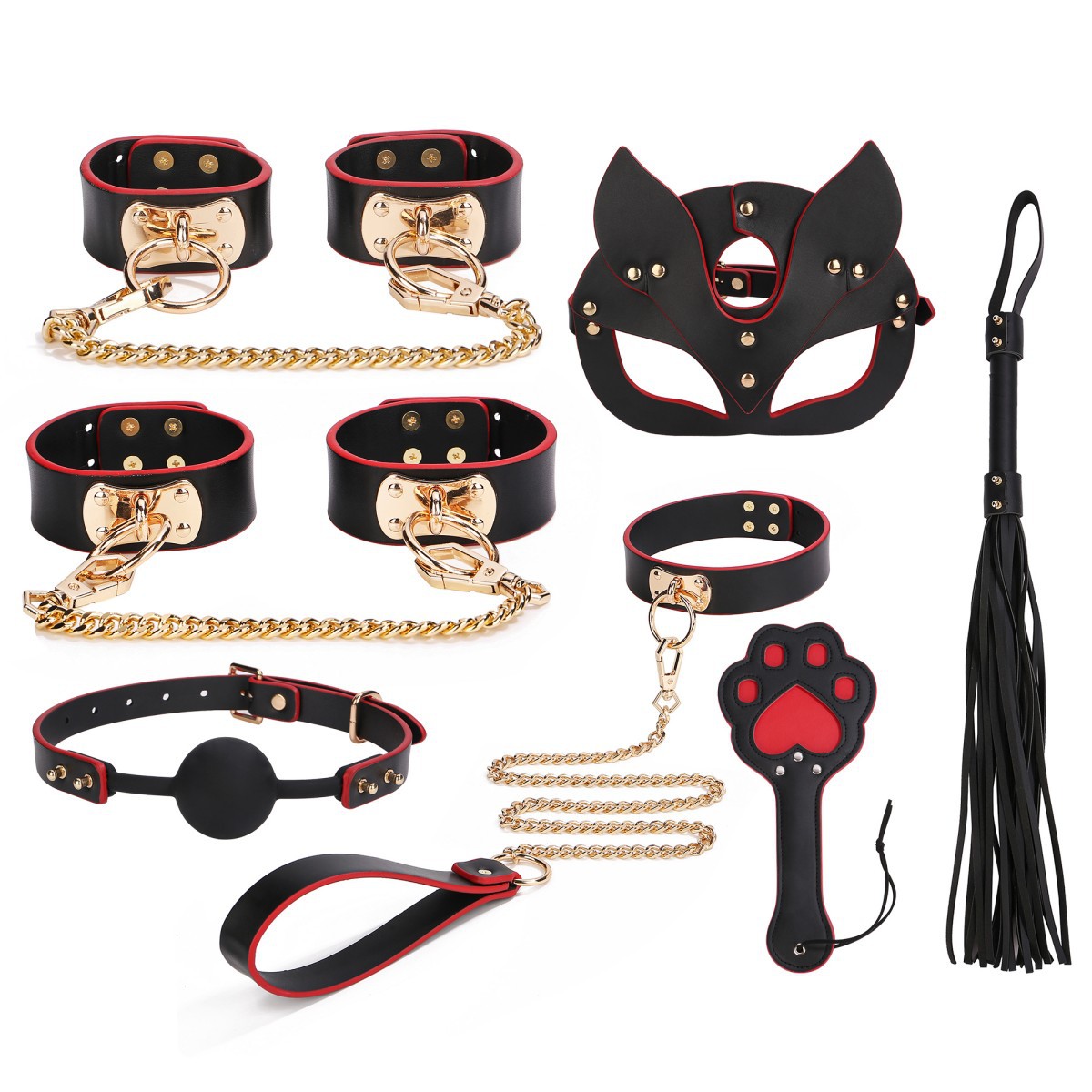 Erotic SM set male and female adult femdom handcuffs bondage adult products female bondage 8 piece sex toys set - Image 2