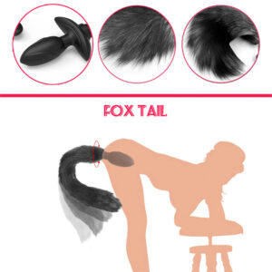 Male and female masturbation anal SM sex toys cosplay props vibrating and rocking female anus fox tail anal plug