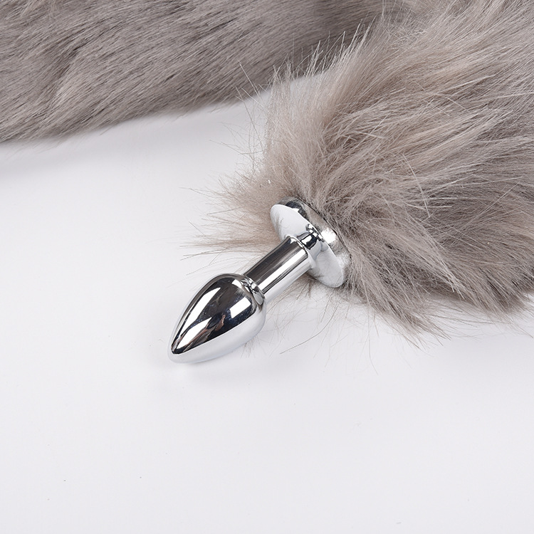 New fox tail metal anal plug sex toy, small size, 6cm artificial fur tail - Image 2