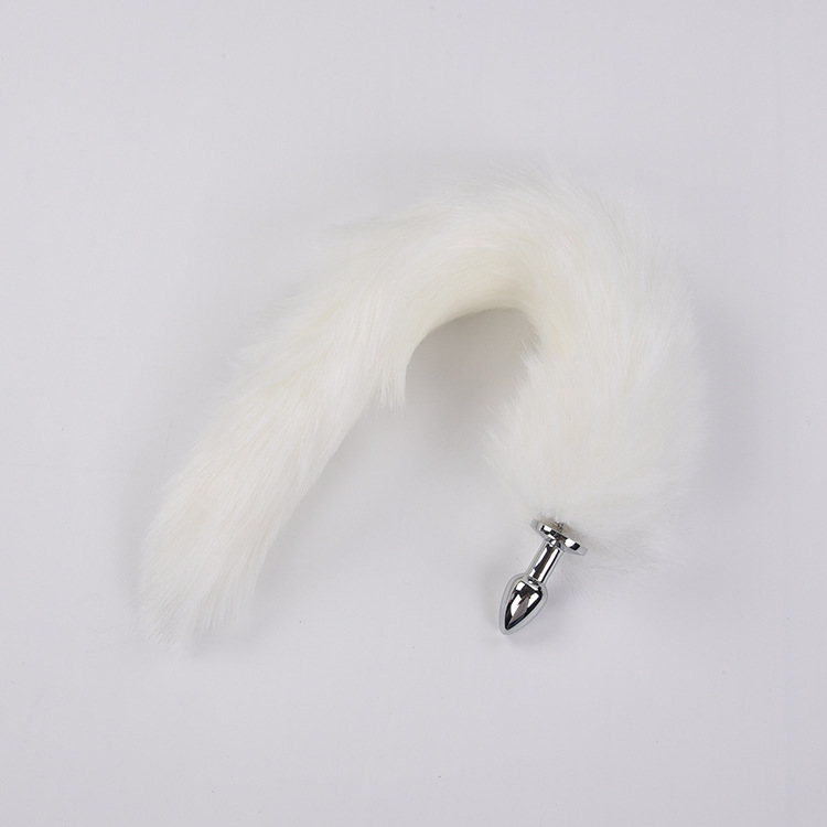 New fox tail metal anal plug sex toy, small size, 6cm artificial fur tail