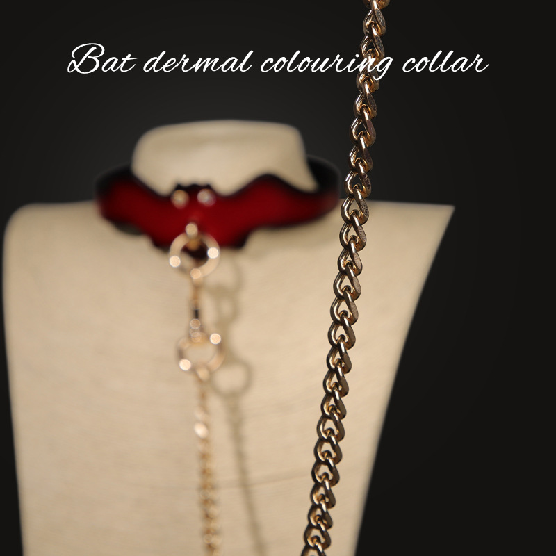 SM sex toys, bat-shaped neck brace, genuine leather leash collar for female dog training, alternative adult products. - Image 4