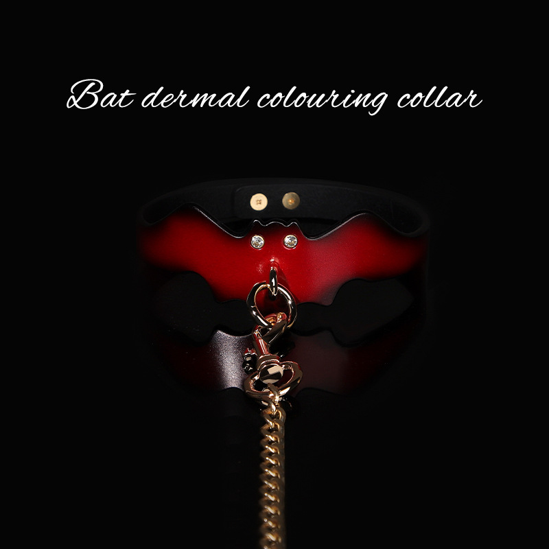 SM sex toys, bat-shaped neck brace, genuine leather leash collar for female dog training, alternative adult products. - Image 5