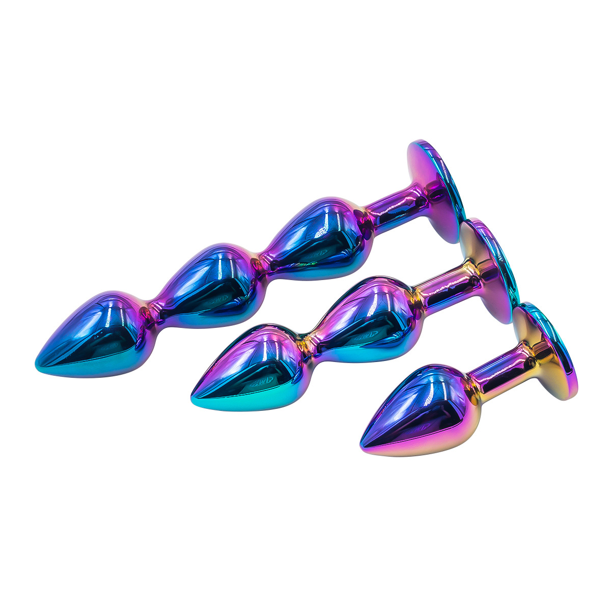 Colorful three-link anal plug with pull beads, metal anal plug, anal sex toy, iron tree blooming anal plug - Image 8