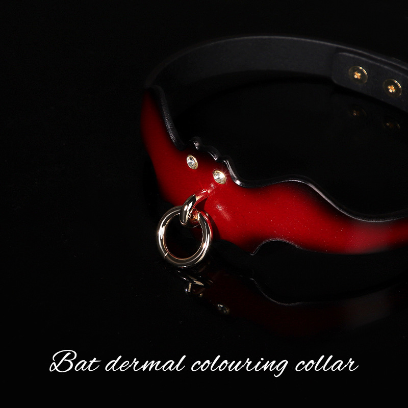 SM sex toys, bat-shaped neck brace, genuine leather leash collar for female dog training, alternative adult products. - Image 3
