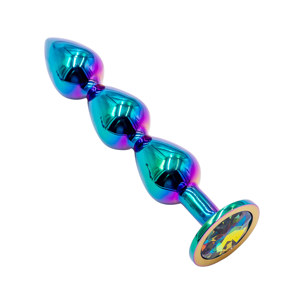 Colorful three-link anal plug with pull beads, metal anal plug, anal sex toy, iron tree blooming anal plug - Image 5