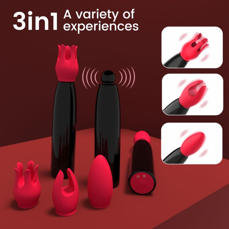 Interchangeable Couples' Wellness Wand Included Pieces