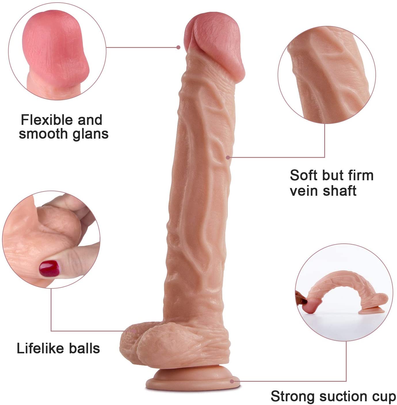 10 Inch Realistic Dildo with Suction Cup Pure Silicone Dildo For Female - Image 2