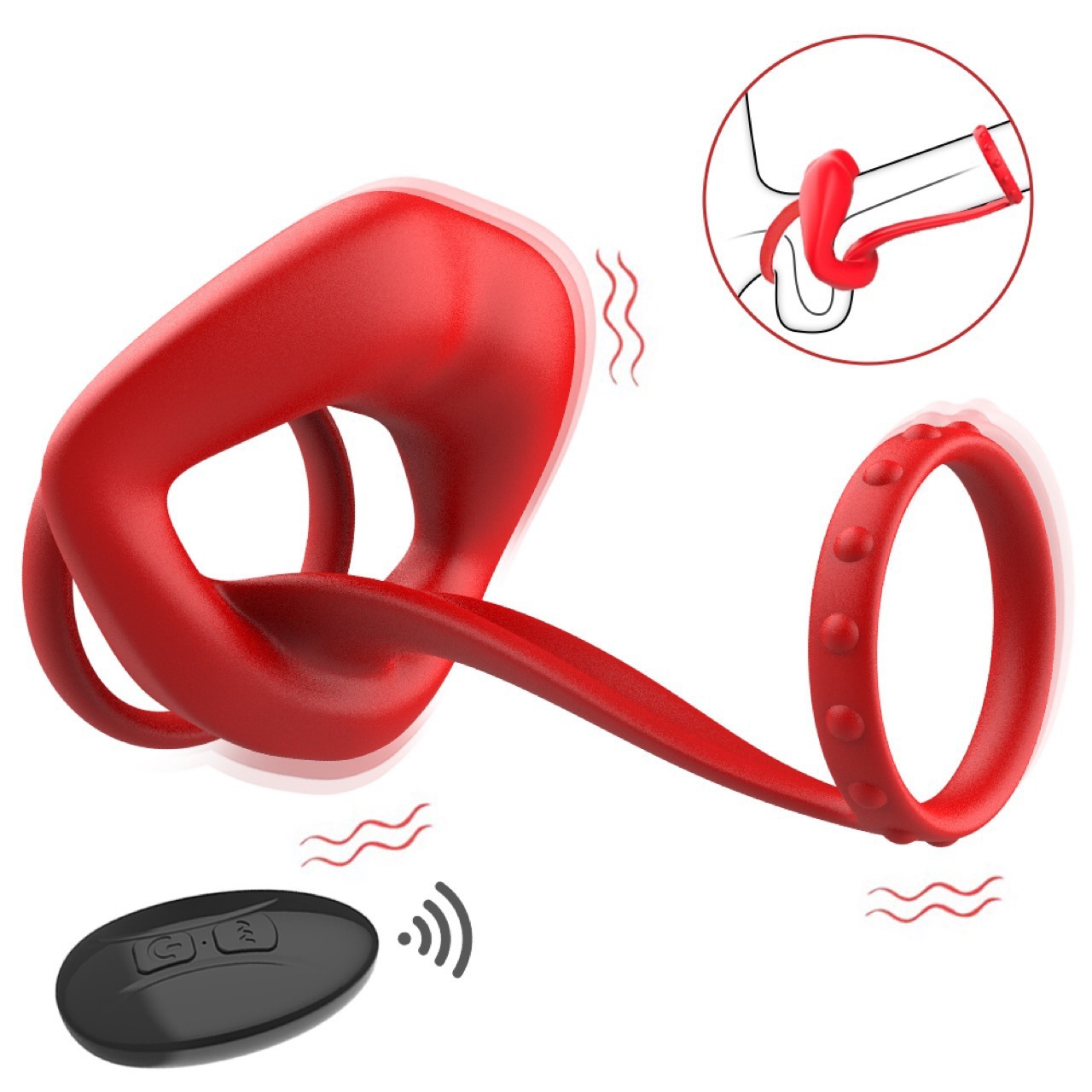 10-frequency vibration red mouth vibration lock ring physical delay anti-sensitivity anti-ejaculation penis training prostate massager