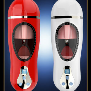 Male masturbation device with intelligent heating, tongue licking, deep throat interaction, and vocalization.