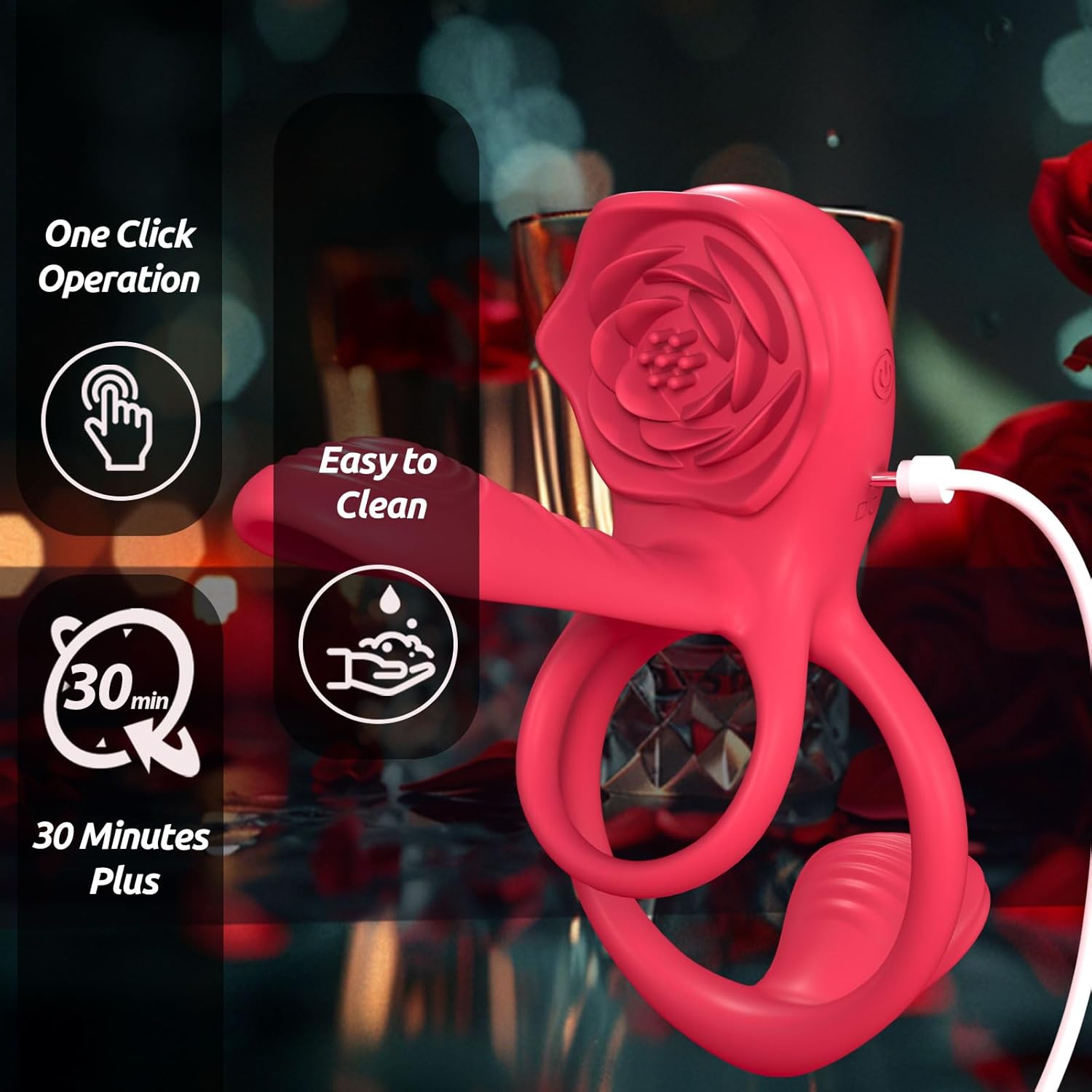 Vibrating rooster ring and rose clitoral stimulator - Image 3