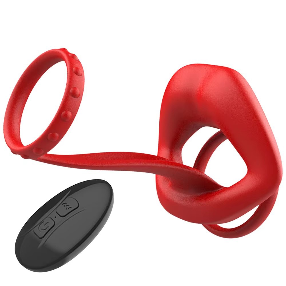 10-frequency vibration red mouth vibration lock ring physical delay anti-sensitivity anti-ejaculation penis training prostate massager - Image 4