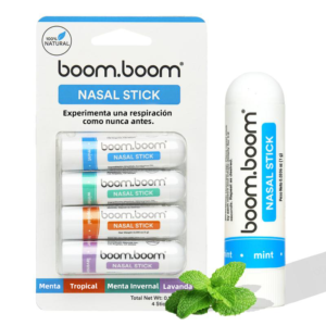 BoomBoom Nasal Stick | Vapor Flow Technology | Cool Refreshing Sensation | Natural Mood Boost | Simple Ingredients | Essential Oils + Menthol Inhaler (Spearmint)