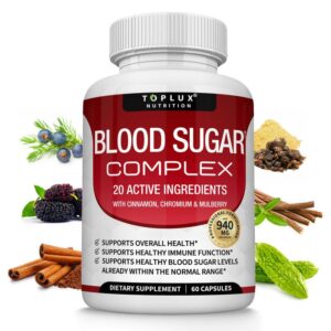 Blood Sugar Complex Supplement - Supports Healthy Blood Sugar Levels Already Within Normal Range All Natural with Cinnamon, Bitter Melon, Chromium, Mulberry, Alpha Lipoic Acid, Non-GMO, 60 Capsules