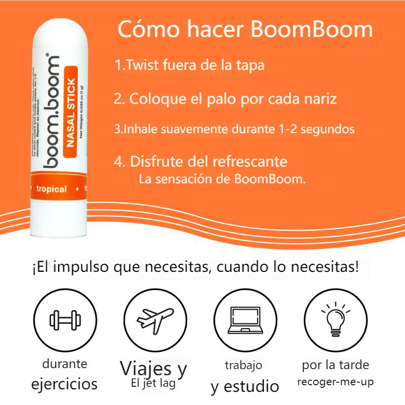 BoomBoom Nasal Stick | Vapor Flow Technology | Cool Refreshing Sensation | Natural Mood Boost | Simple Ingredients | Essential Oils + Menthol Inhaler (Spearmint) - Image 6