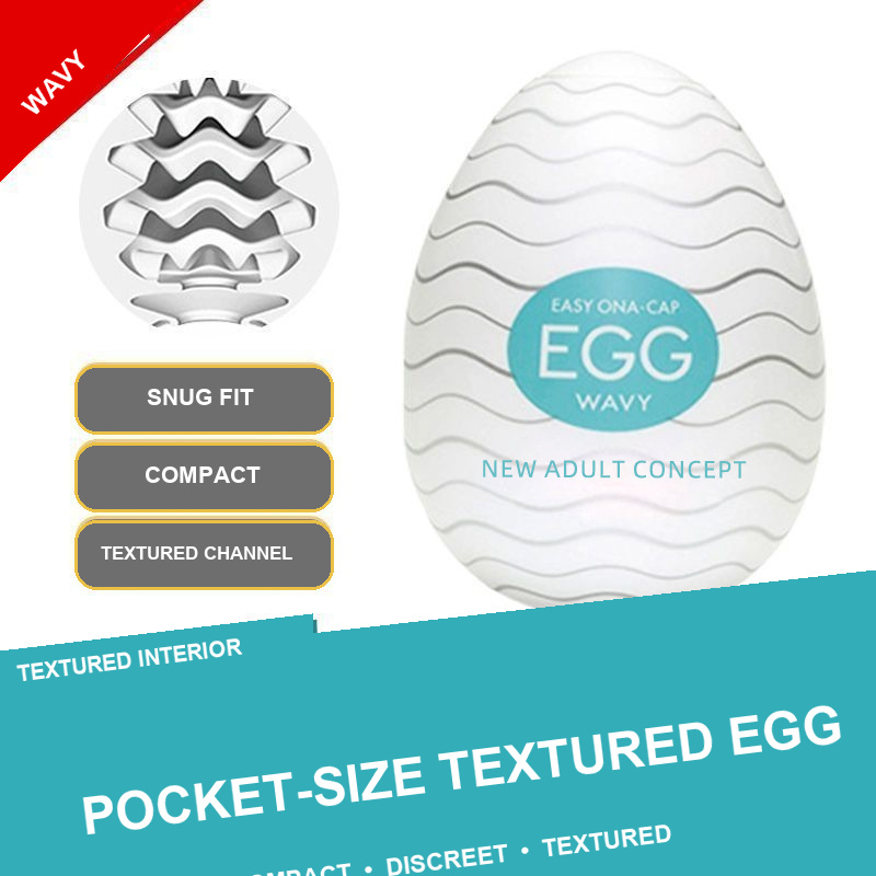 Way wave textured egg masturbator