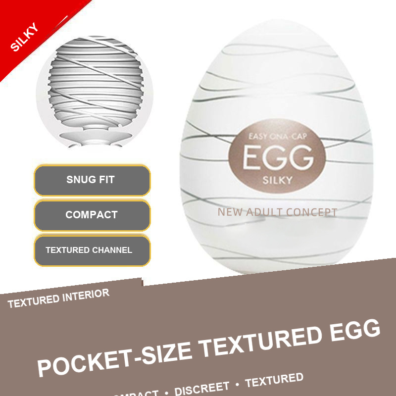 Silky line textured egg masturbator