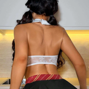 Flirty Teacher Lace Costume Set with Pleated Mini Skirt