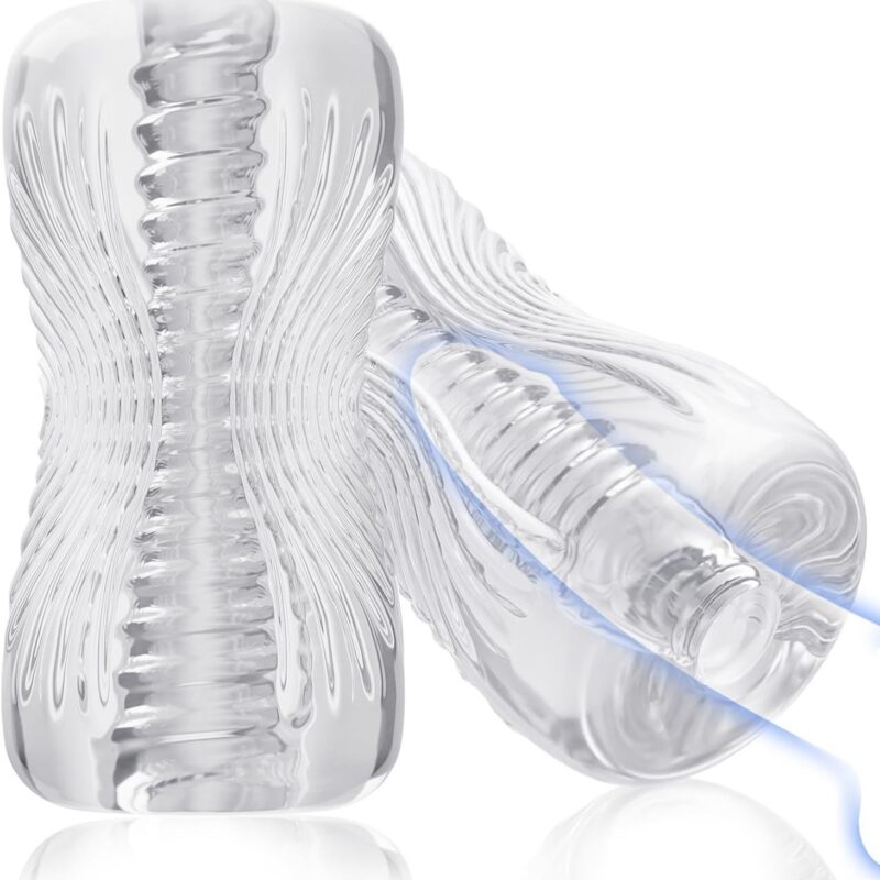 Clear TPE Spiral Masturbator Cup - Transparent Male Stroker with Realistic Texture Surface And Shape