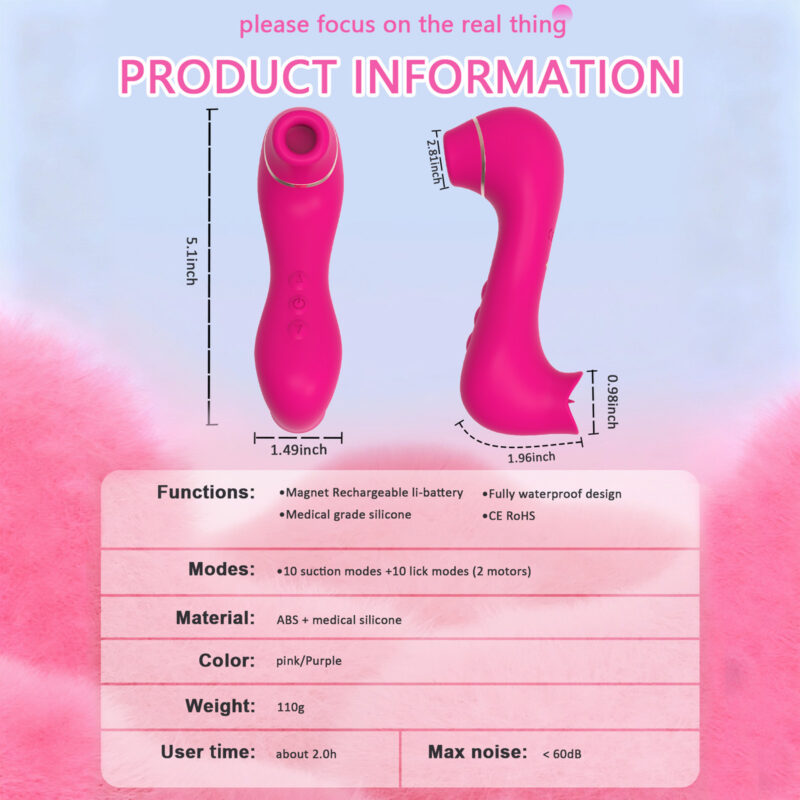 Tongue Licking & Suction Vibrator – 2-in-1 Clitoral Stimulator with 10 Suction & 10 Licking Modes Private Checkout