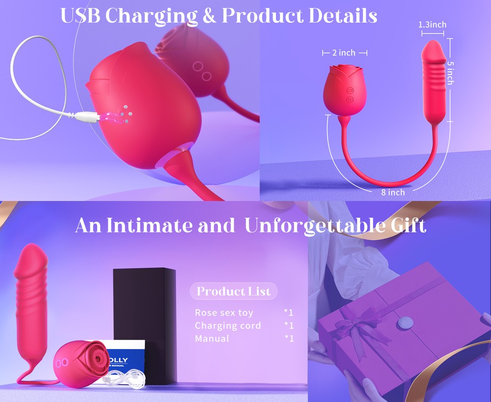 Rose Suction & Thrusting Vibrator – 2-in-1 Clitoral Sucker with 10 Suction & 10 Thrusting Modes - Image 15