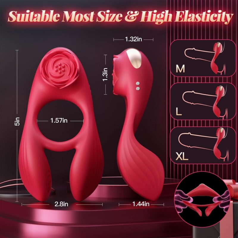 Rose Cock Ring - Vibrating Silicone Penis Ring with Remote Control for Men product detail