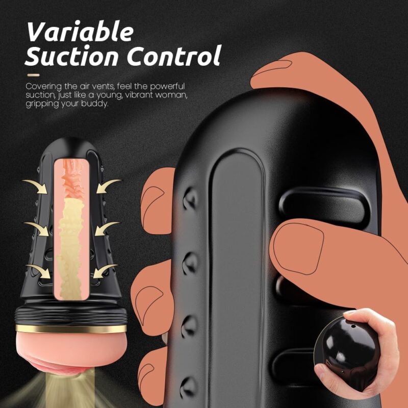 Discreet Black Pocket Stroker – Textured Sleeve & Adjustable Suction Surface And Shape