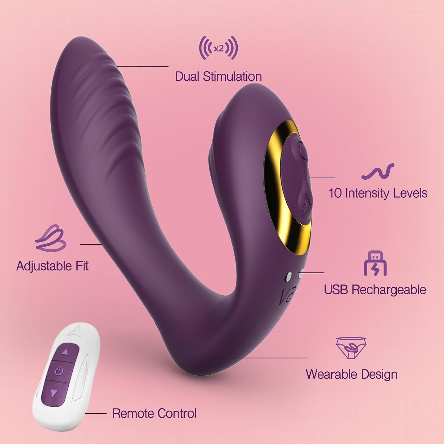 Remote-Control Wearable Couples Vibrator – 10 Modes & Dual Stimulation