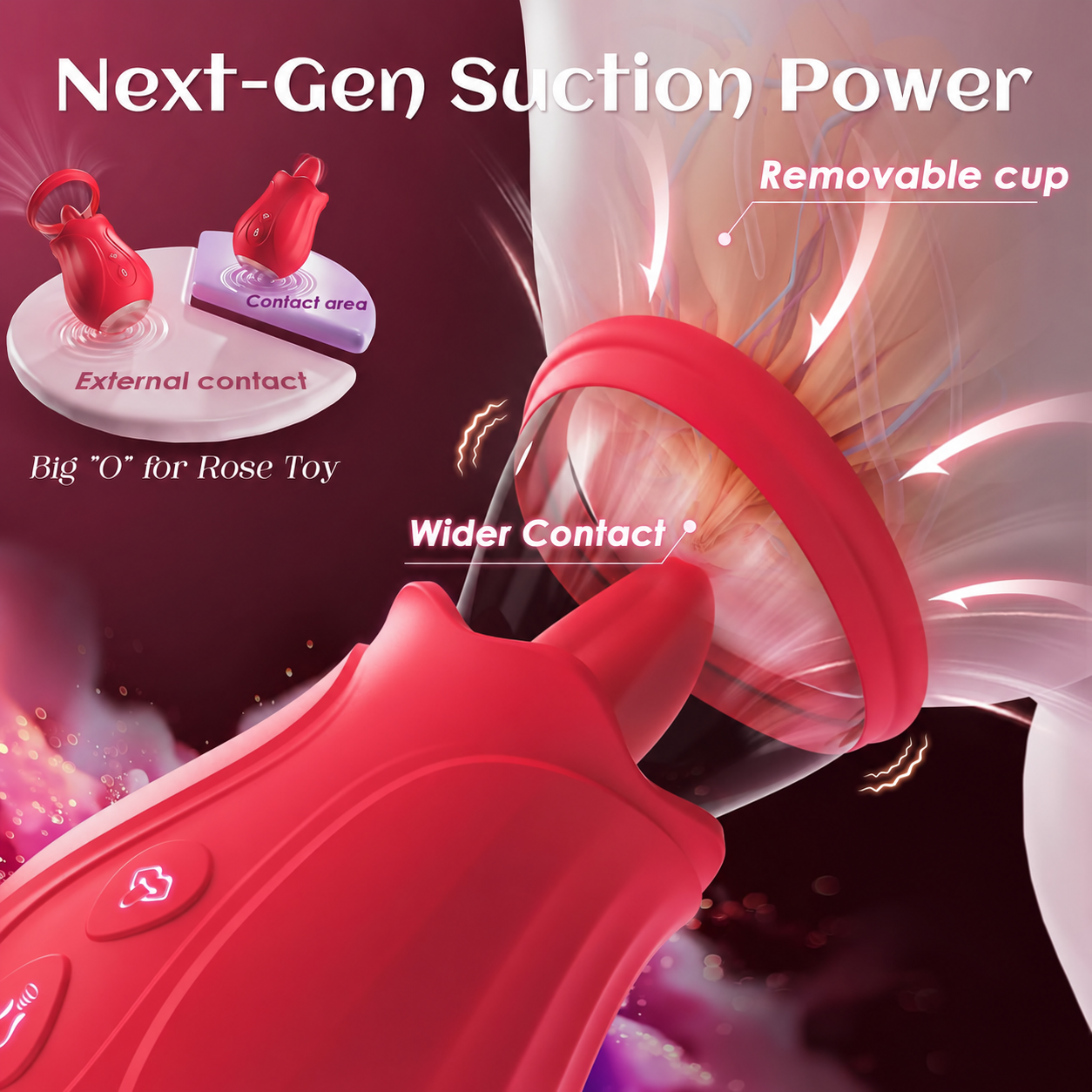 Gasevimo Rotating Rose Vibrator with Removable Cup — complete product view 3