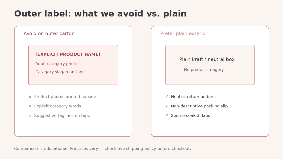 Neutral shipping label without explicit product names