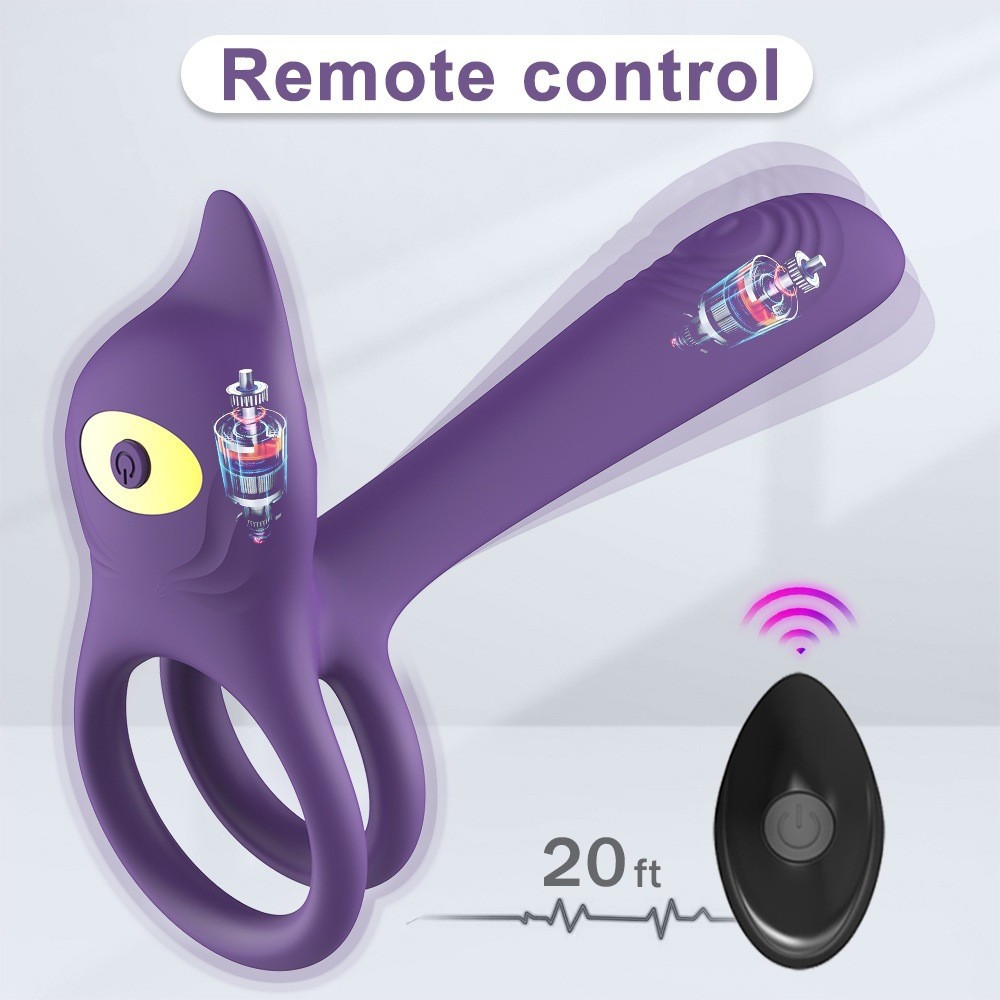 Handheld remote shown beside the integrated vibrating device