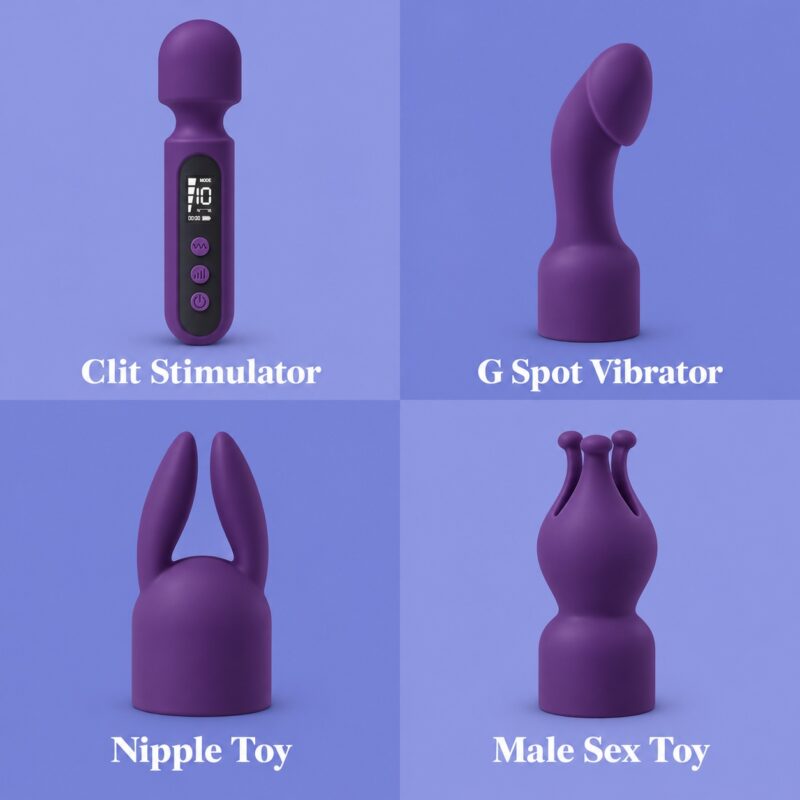 Digital Wand Massager Kit – 3 Attachments Controls And Charging