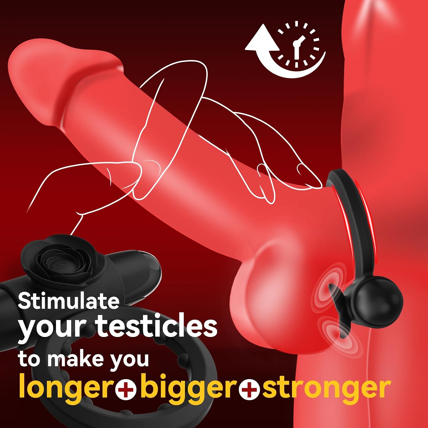 Rose Vibrating Ring with Removable Bullet — complete product view 7