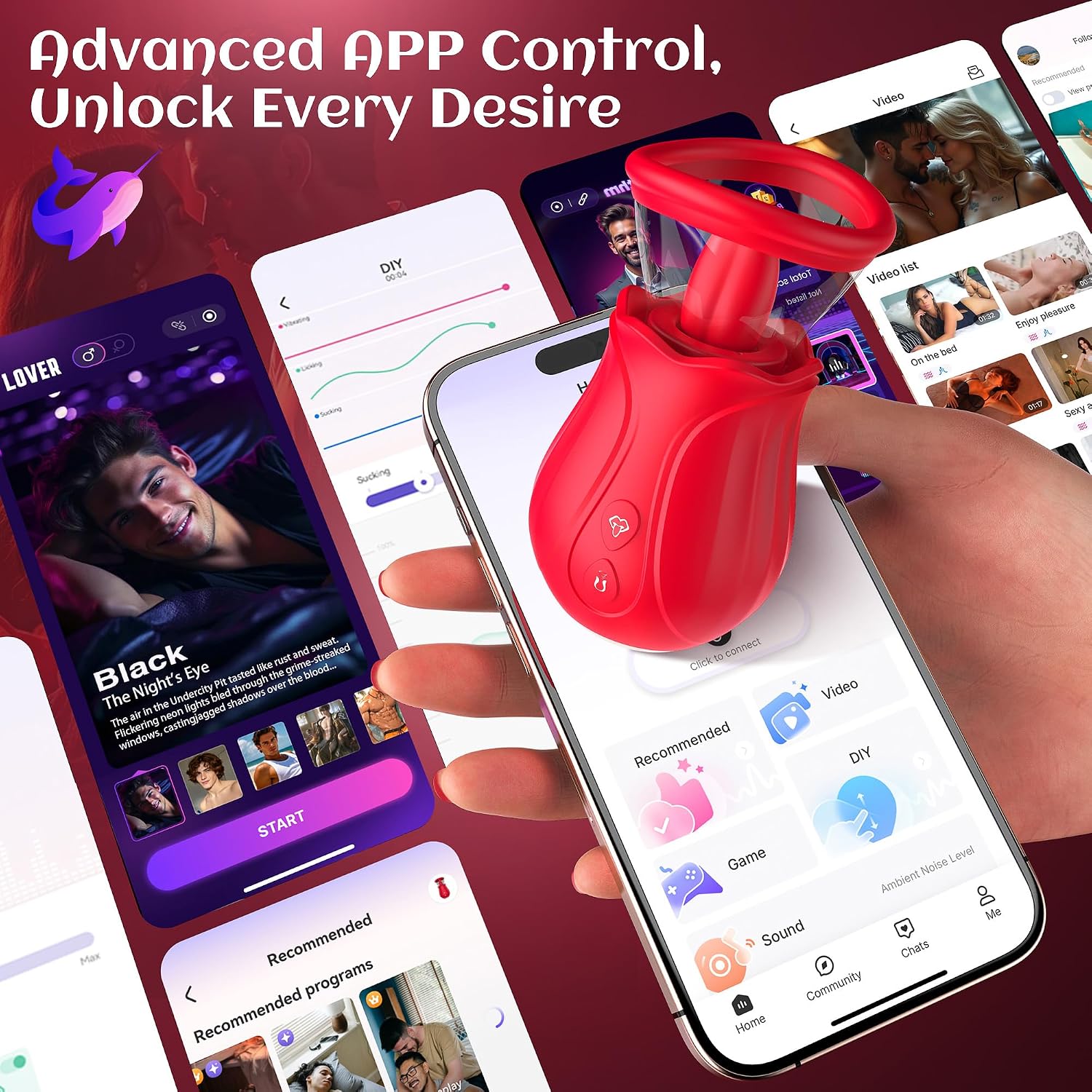 Gasevimo Rotating Rose Vibrator with Removable Cup — complete product view 5