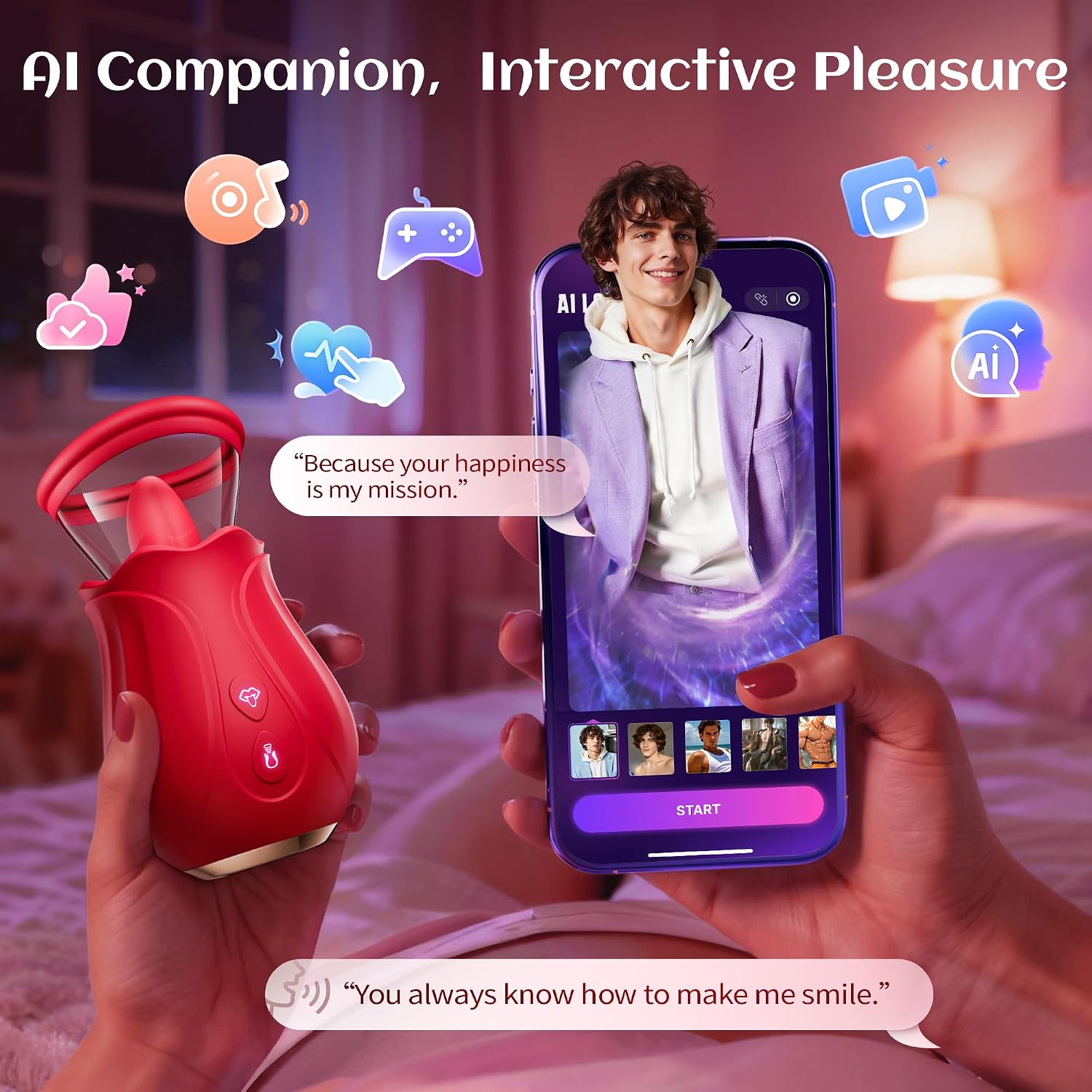 Gasevimo Rotating Rose Vibrator with Removable Cup — complete product view 7